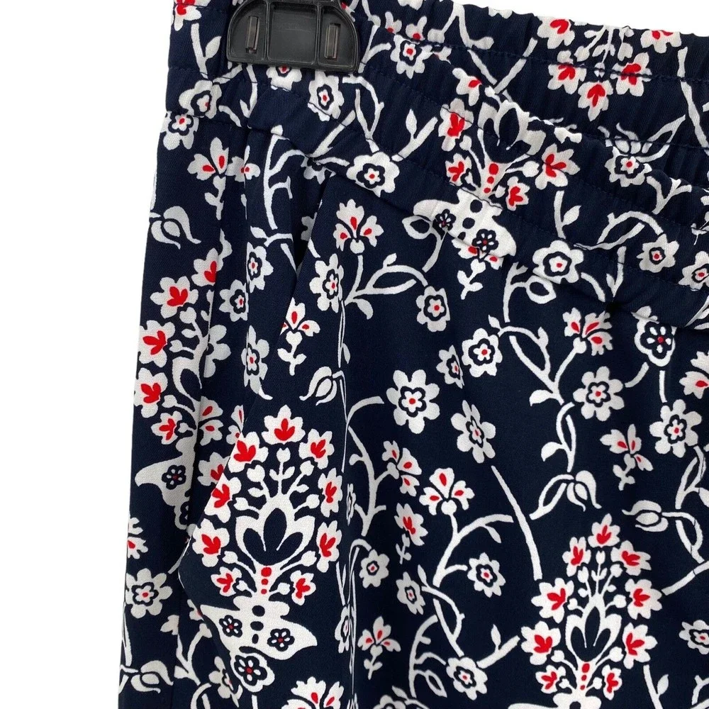 Ann Taylor Loft Women's Pants Red White Blue Pull on Casual Floral Wide Leg S - Picture 7 of 9